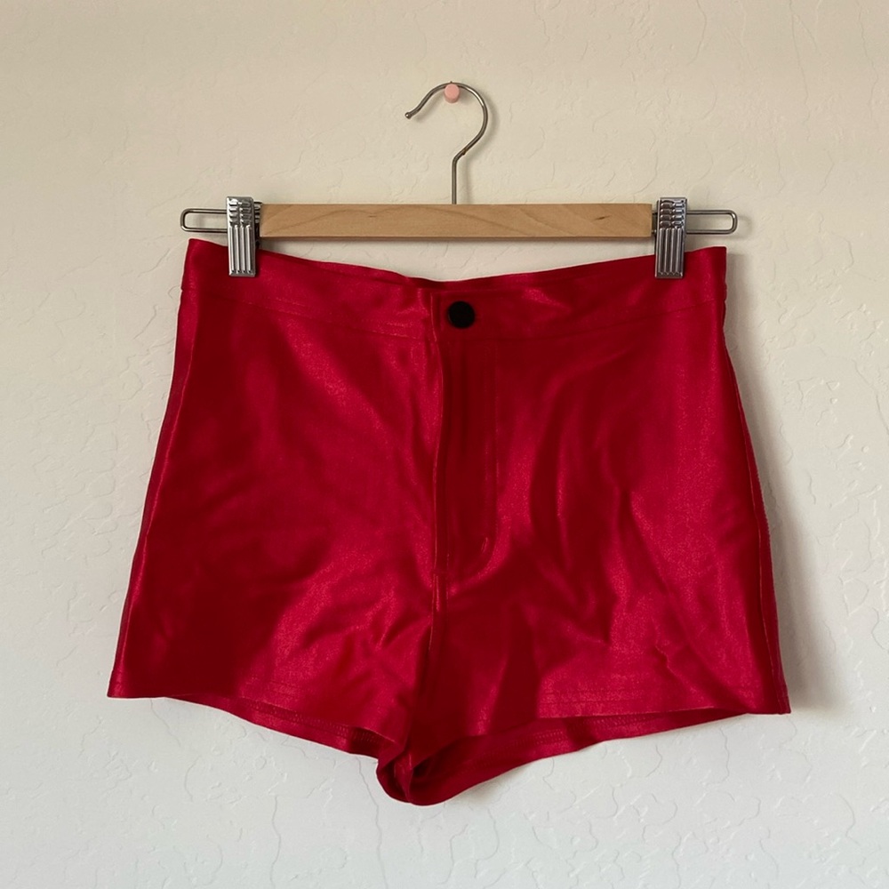 Red American Apparel Disco Shorts